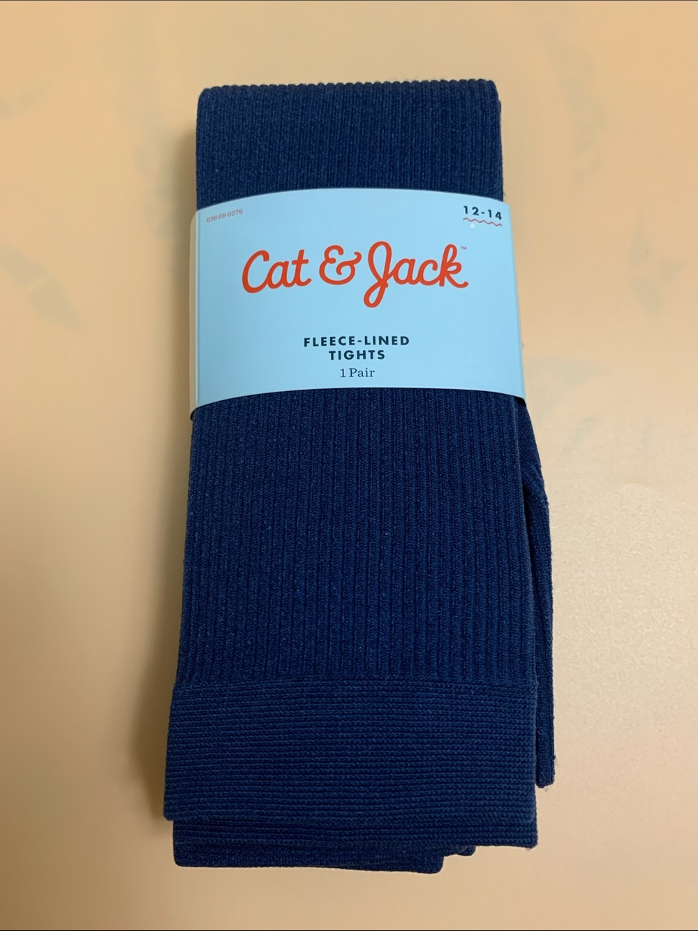Cat & Jack Navy Blue Fleece-Lined Ribbed Warm Footless Tights size 12-14